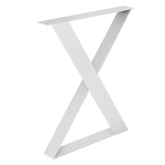 Pata para muebles Aspa - L x An x Al: 58 x 8,5 x 71 cm, Capacidad de carga: 150 kg, Acero, Blanco - Elegante pata de mesa blanca en forma de X. Esta moderna y robusta pata de mesa le dará a tu mesa un aspecto elegante y estable.