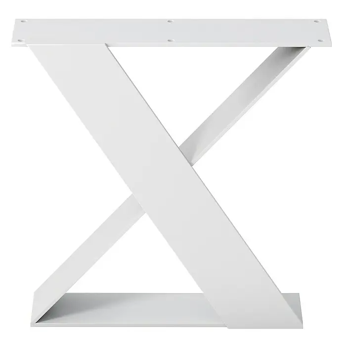 Pata para muebles Aspa - L x An x Al: 8,5 x 38 x 38 cm, Capacidad de carga: 150 kg, Acero, Blanco - Una pata de mesa de metal blanca moderna en forma de X, ideal para mesas DIY y proyectos de muebles con estilo. Construcción robusta.