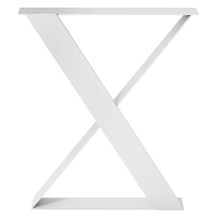 Pata para muebles Aspa - L x An x Al: 58 x 8,5 x 71 cm, Capacidad de carga: 150 kg, Acero, Blanco - Pata de mesa metálica en forma de X, ideal para diseños de muebles modernos. Construcción robusta en blanco para proyectos de mesa personalizados.