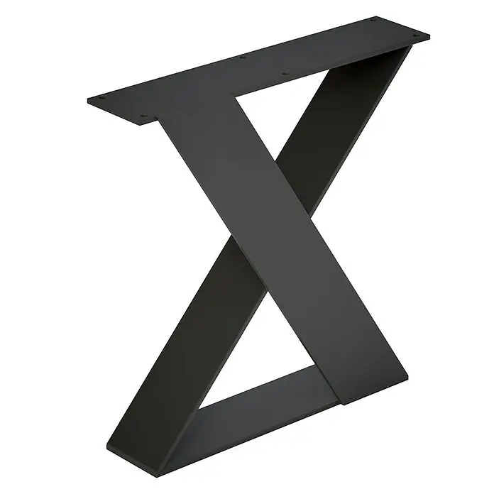 Pata para muebles Aspa - L x An x Al: 8,5 x 38 x 38 cm, Capacidad de carga: 150 kg, Acero, Negro - Patas de mesa negras en forma de X. Construcción metálica elegante para diseños de muebles modernos, robusta y duradera.