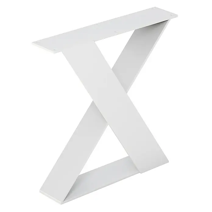 Pata para muebles Aspa - L x An x Al: 8,5 x 38 x 38 cm, Capacidad de carga: 150 kg, Acero, Blanco - Pata de mesa metálica en forma de X, pintada en blanco, perfecta para la construcción de muebles modernos y proyectos de bricolaje.