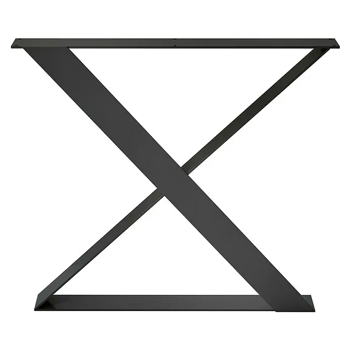 Pata para muebles Aspa - L x An x Al: 78 x 8,5 x 71 cm, Capacidad de carga: 150 kg, Acero, Negro - Patas de mesa negras en forma de X. Base de metal resistente para proyectos de mesas personalizadas, diseño moderno.