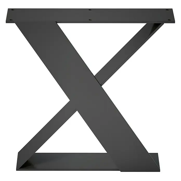 Pata para muebles Aspa - L x An x Al: 8,5 x 38 x 38 cm, Capacidad de carga: 150 kg, Acero, Negro - Patas de mesa modernas de metal negro en forma de X, perfectas para un aspecto contemporáneo. Construcción robusta para una fijación segura.