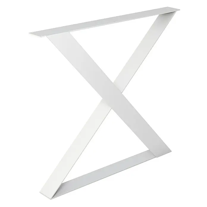 Pata para muebles Aspa - L x An x Al: 78 x 8,5 x 71 cm, Capacidad de carga: 150 kg, Acero, Blanco - Pata de mesa de metal blanco en forma de X, ideal para proyectos DIY y diseños de muebles modernos.