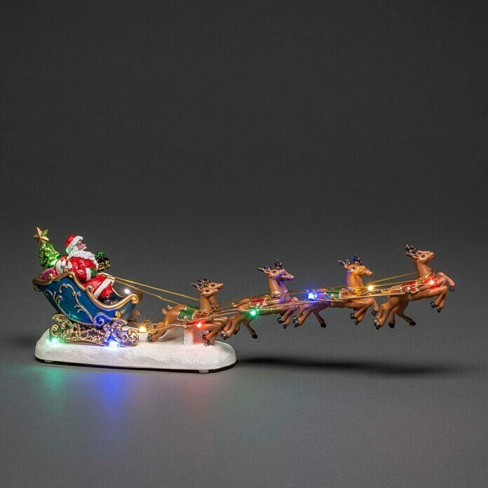 Konstsmide LED-Dekoleuchte (Weihnachtsmann im Rentierschlitten, L x B x H: 35,5 x 6,5 x 14 cm, Polyresin)