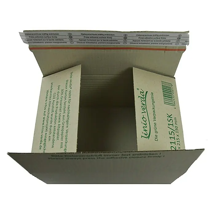 PackMann linio verda® Verpackungskarton - L x B x H: 300 x 210 x 150 mm - Offener Linio Verda Karton aus Graspapier, eine umweltfreundliche Verpackung mit den Maßen 2115/1SK, 215 x 150 mm.