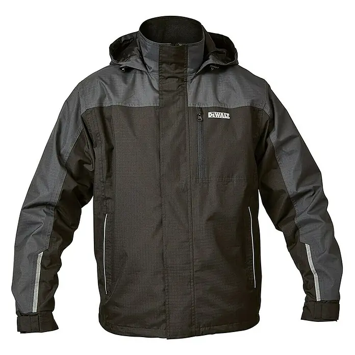 DeWalt Chaqueta de invierno Storm - M, Negro/Gris - Chaqueta de trabajo Dewalt en negro y gris con capucha y detalles reflectantes para mayor visibilidad en el trabajo.