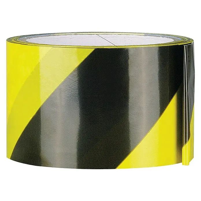Warnband - L x B: 33 m x 60 mm, Gelb/Schwarz - Eine Rolle gelb-schwarzes Warnband für den Einsatz in Gefahrenbereichen oder zur Kennzeichnung von Hindernissen. Ideal für Baustellen und Lager.