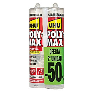 UHU Adhesivo para montaje Poly Max cristal express Pack (2 ud.)