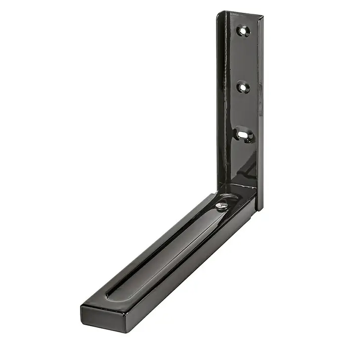 Vormann Escuadra de pared - 290 x 49 x 220 mm, Carga soportada: 40 kg, Negro - Soporte de microondas negro para montaje en pared con agujeros para tornillos. Ideal para ahorrar espacio en la cocina.