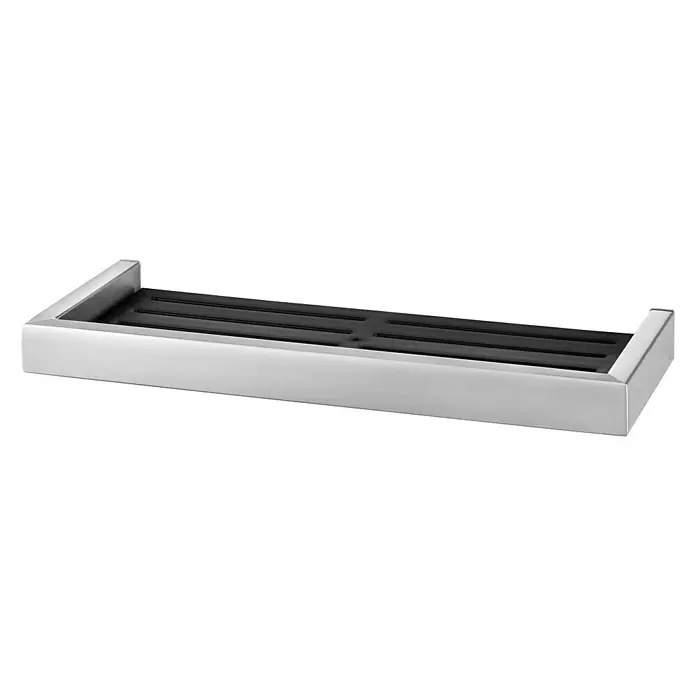 Zack Linea Badablage - Breite: 35,3 cm, Edelstahl/Schwarz, Matt - Elegantes Badregal zur Aufbewahrung von Badutensilien. Das Regal ist aus hochwertigen Materialien gefertigt und bietet eine stilvolle Ablagefläche.