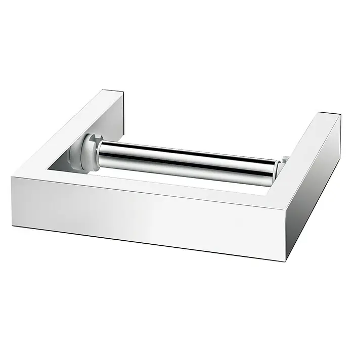 Zack Linea Toilettenpapierhalter - Ohne Deckel, Edelstahl, Glänzend - Ein schlichter, verchromter Toilettenpapierhalter mit einem modernen, eckigen Design, der Eleganz und Funktionalität in Ihr Badezimmer bringt.
