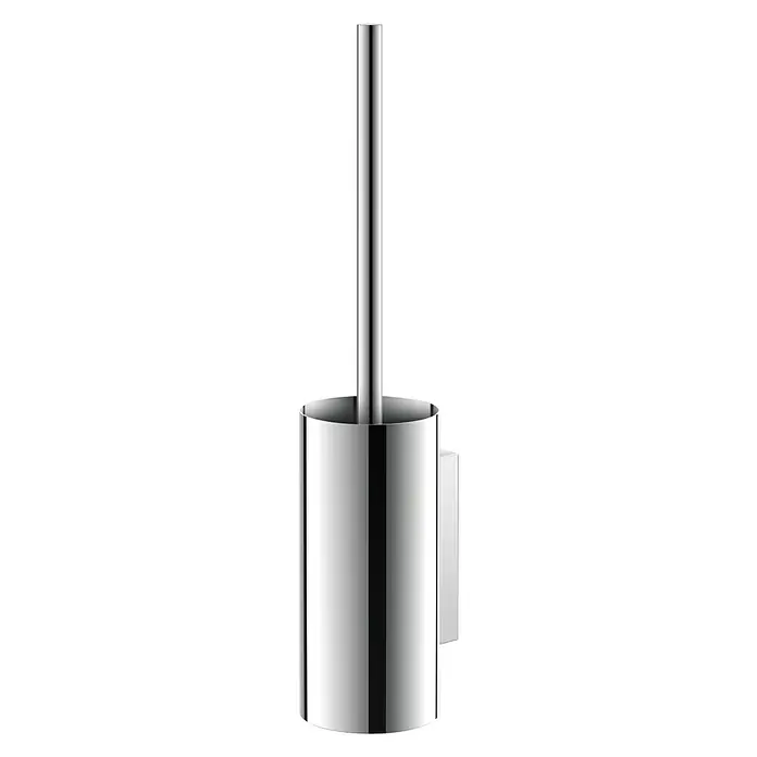 Zack Linea WC-Bürstengarnitur - Wandmontage, Edelstahl, Glänzend - Ein glänzender, silberner WC-Bürstenhalter mit schlanker Bürste für ein modernes Badezimmerdesign.
