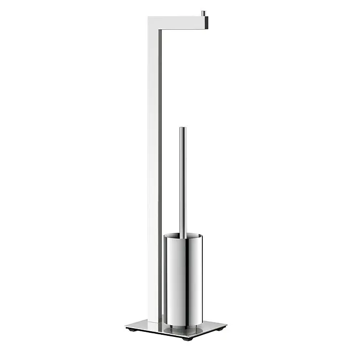 Zack Linea WC-Kombi-Bürstengarnitur - Höhe: 72,5 cm, Edelstahl, Glänzend - Freistehender Toilettenpapierhalter mit Bürste. Eine elegante Lösung für jedes Badezimmer.