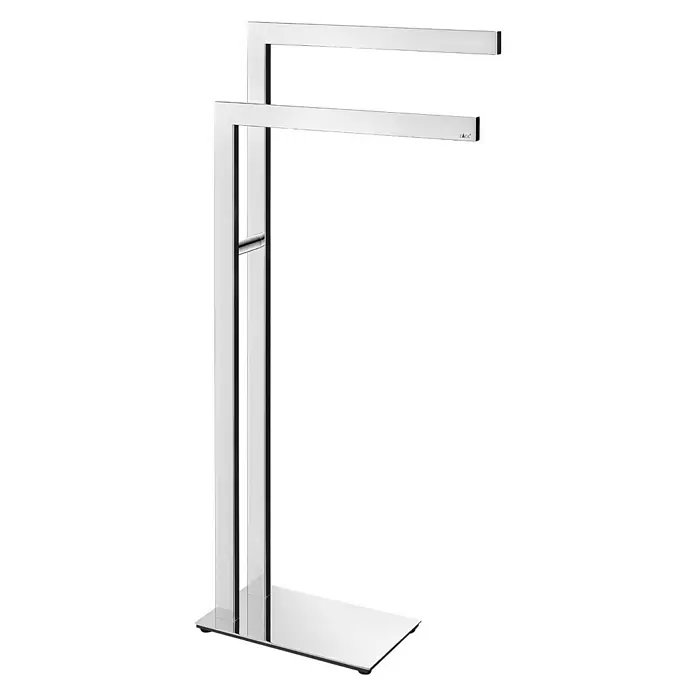 Zack Linea Handtuchständer - 2-armig, Edelstahl, Glänzend - Freistehender Handtuchhalter aus verchromtem Metall mit modernem Design für das Badezimmer.