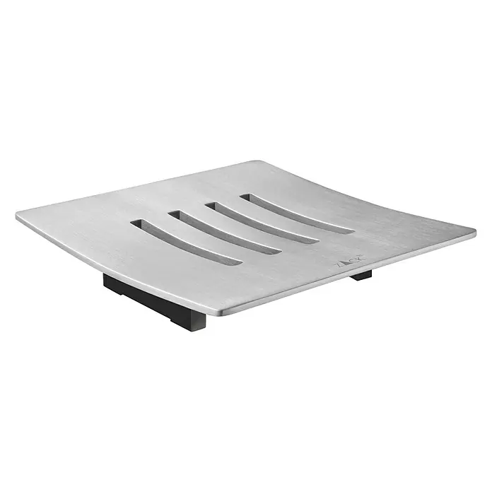 Zack Seifenablage Abbaco - Edelstahl - Elegante, gebürstete Edelstahl-Seifenablage mit modernem Design und praktischen Schlitzen für Wasserablauf. Ideal für jedes Badezimmer.