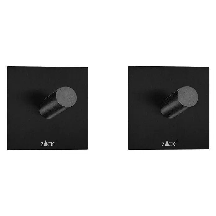 Zack Handtuchhaken - 2 Stk., Eckig, Schwarz, Matt - Zwei schwarze ZACK Wandhaken aus Edelstahl mit minimalistischem Design. Ideal für Bad und Küche, stilvoll und funktional.