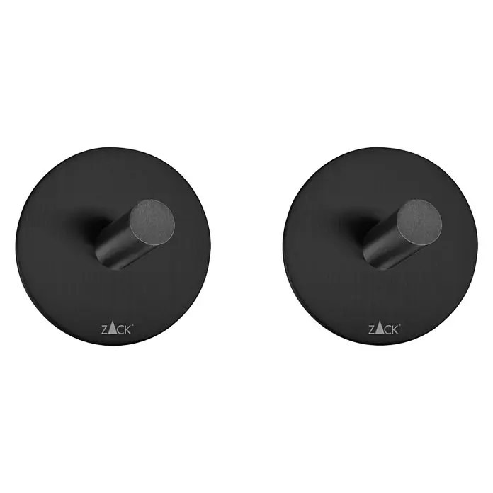 Zack Handtuchhaken - 2 Stk., Rund, Schwarz, Matt - Zwei mattschwarze ZACK Wandhaken im minimalistischen Design, ideal für Bad und Küche, bieten stilvolle Aufbewahrungsmöglichkeiten.