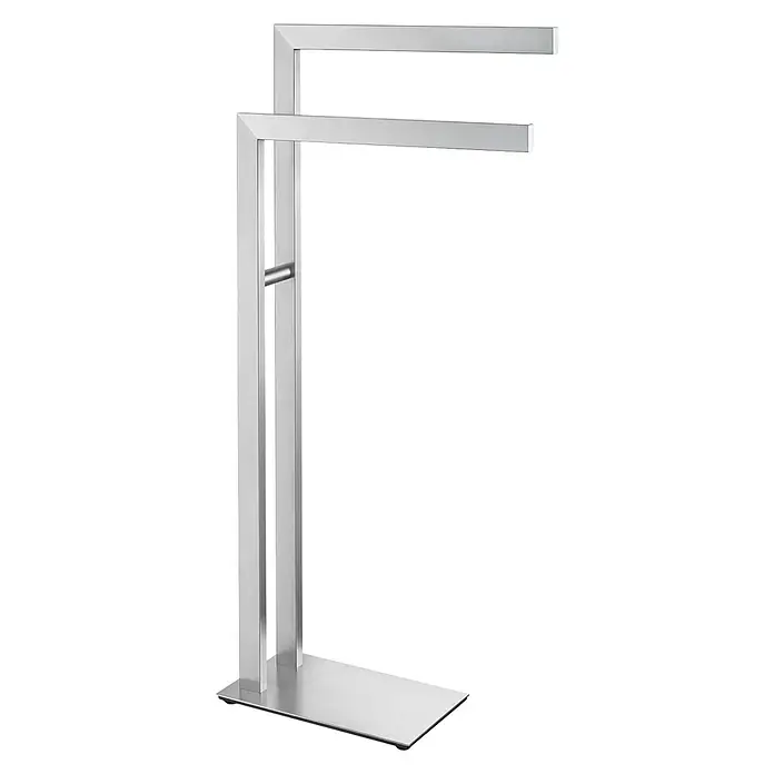 Zack Linea Handtuchständer - 2-armig, Edelstahl, Matt - Freistehender Handtuchhalter aus Metall, ideal für Badezimmer, mit zwei Armen zum Trocknen von Handtüchern. Stilvolles und platzsparendes Design.