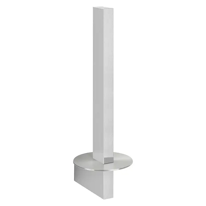 Zack Linea Ersatzpapierrollenhalter - Länge: 11 cm, Edelstahl, Matt - Silberner stehender Toilettenpapierhalter mit eckigem Design und runder Basis für eine elegante Badgestaltung.