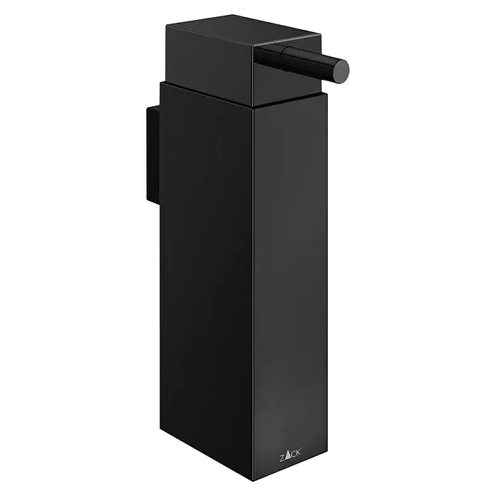 Zack Linea Seifen- & Lotionsspender - Mit Halterung, Schwarz, Matt - Schwarzer ZACK Seifenspender mit minimalistischem Design für ein stilvolles Badezimmer, der Funktionalität und moderne Ästhetik vereint.