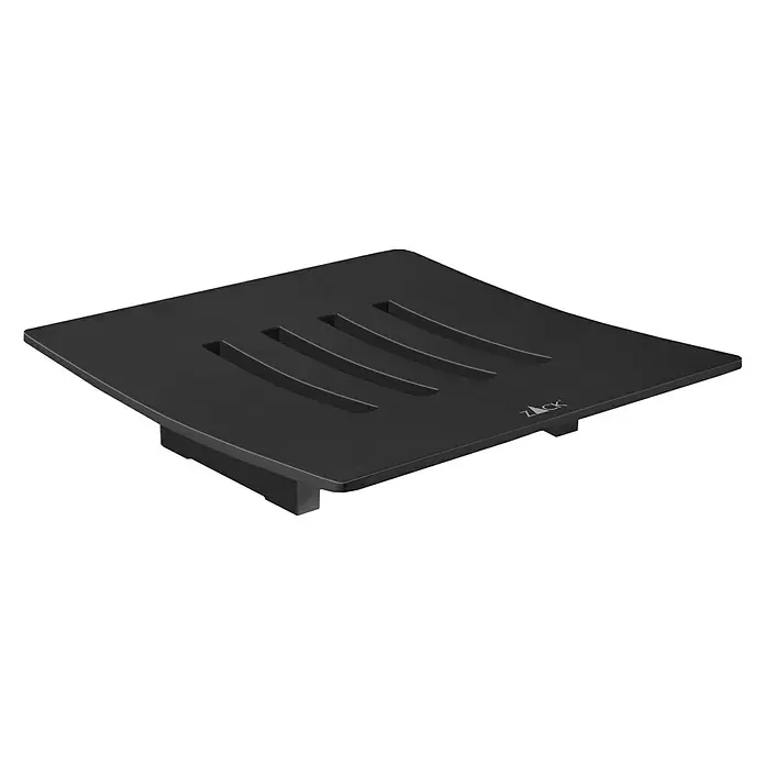 Zack Seifenablage Abbaco - Schwarz - Schwarze Duschablage von Zack mit vier Schlitzen für Wasserablauf, ideal für Badutensilien wie Shampoo und Seife. Elegantes Design für moderne Badezimmer.