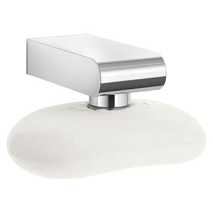 Zack Atore Magnetseifenhalter - Edelstahl, Glänzend - Wandseifenschale aus poliertem Chrom mit weißem Seifenstück. Eine elegante Ergänzung für jedes Badezimmer.