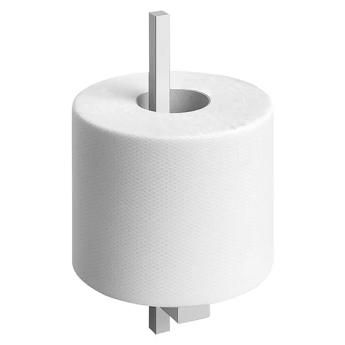 Zack Carvo Ersatzpapierrollenhalter - Edelstahl, Matt - Ein moderner Toilettenpapierhalter aus Chrom mit einer großen weißen Papierrolle. Ideal für ein stilvolles Badezimmer.