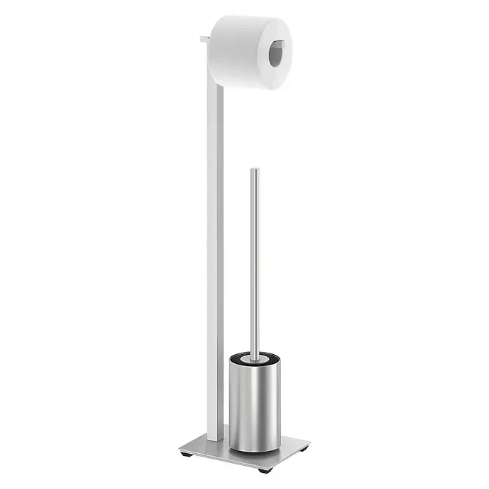 Zack Carvo WC-Kombi-Bürstengarnitur - Silber, Matt - Freistehender Toilettenpapierhalter mit Bürste in Silber für das Badezimmer. Praktisch und stilvoll.