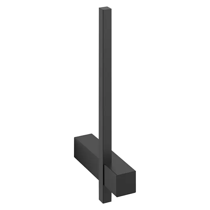 Zack Carvo Ersatzpapierrollenhalter - Schwarz, Matt - Nahaufnahme eines modernen, mattschwarzen Handtuchhalters mit minimalistischem, rechtwinkligem Design, ideal für stilvolle Badezimmer.