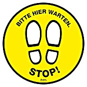 Aufkleber (STOP Bitte hier warten, Gelb, Durchmesser: 400 mm)