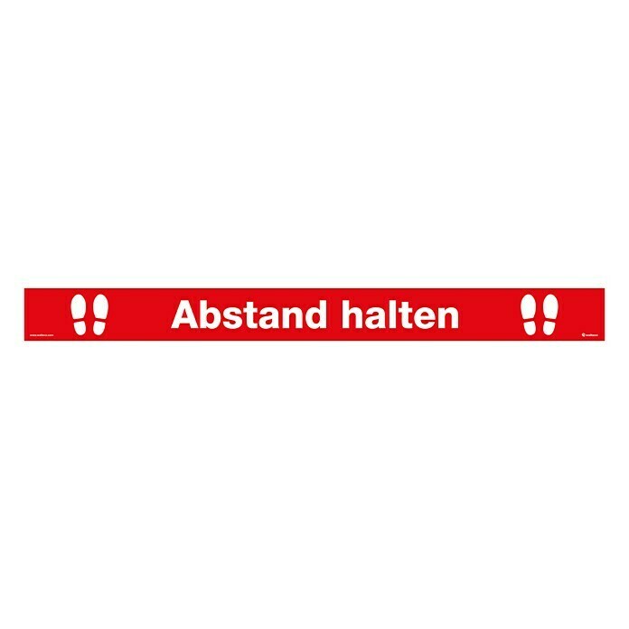 AufkleberAbstand halten, Rot, L x B: 500 x 50 mm Front View