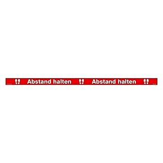 Aufkleber (Abstand halten, Rot, L x B: 1.000 x 50 mm)