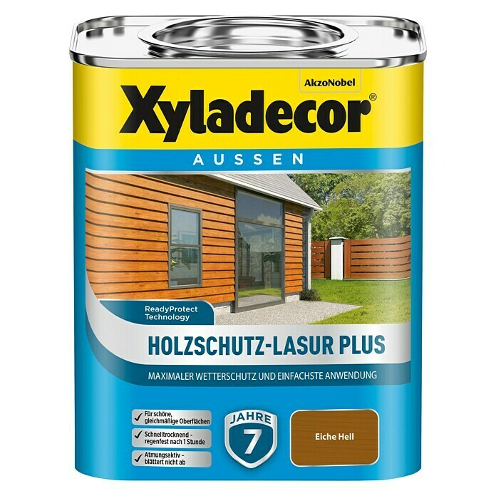 Xyladecor Holzschutzlasur Plus (Eiche Hell, 750 ml, Seidenmatt)
