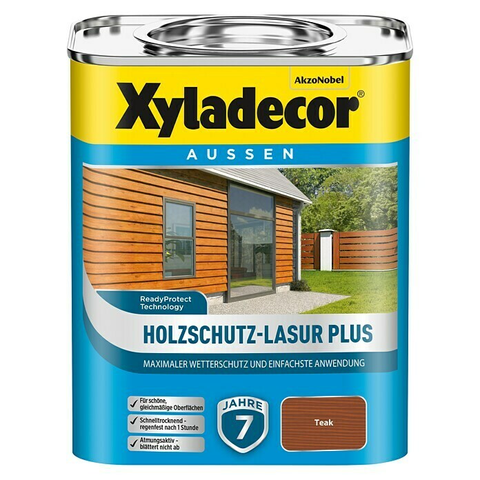 Xyladecor Holzschutzlasur Plus (Teak, 750 ml, Seidenmatt)
