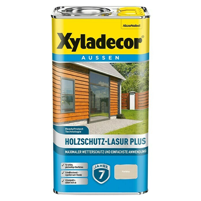 Xyladecor Holzschutzlasur Plus (Farblos, 4 l, Seidenmatt)