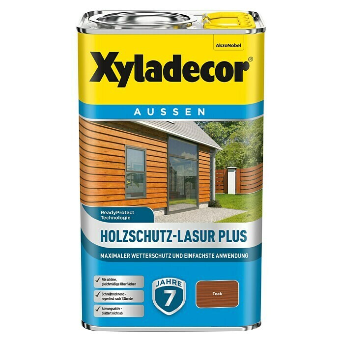Xyladecor Holzschutzlasur Plus (Teak, 2,5 l, Seidenmatt)