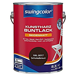 swingcolor Buntlack Kunstharz für Außen (Schokobraun, 2,5 l, Seidenmatt, Lösemittelbasiert)