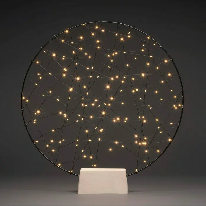 Konstsmide LED-Weihnachtsdekoleuchte LED Metallsilhouettering Holzfuß