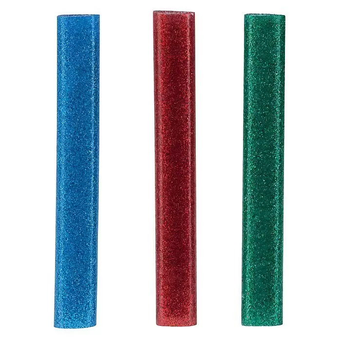 Rapid Klebepatronen - Passend für: Rapid Heißklebepistole EG130, 125 g, Rot/Grün/Blau glitzernd - Detailaufnahme