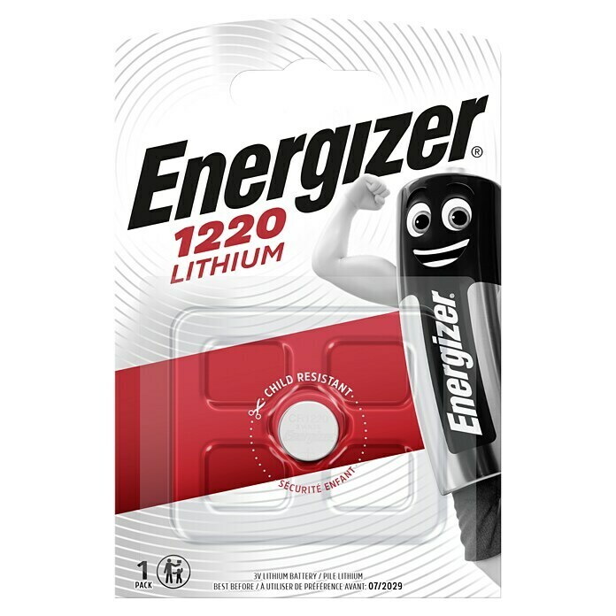 Energizer Knopfzelle 1220CR1220, 3 V Front View