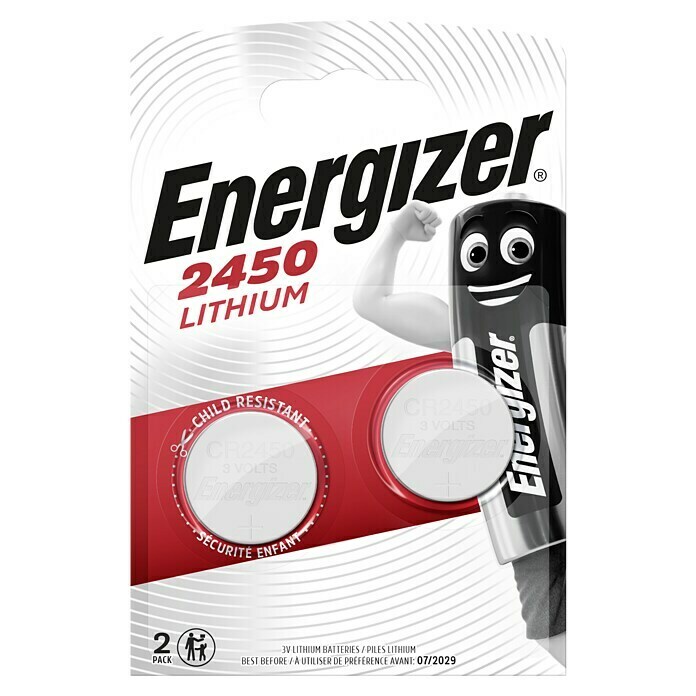 Energizer Knopfzelle 2450CR2450, 3 V Front View