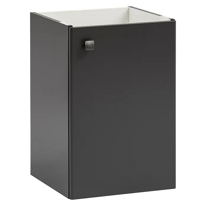 Camargue Visita Waschtischunterschrank - 40 x 40 x 60 cm, Anthrazit - Grauer Badezimmerschrank mit quadratischem Knopf und weißem Innenraum, modernes Design für stilvolle Badezimmer.