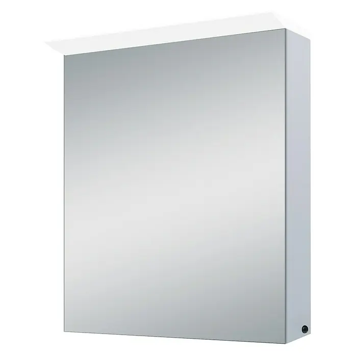 DSK LED-Spiegelschrank Aluminio Light - B x H: 60 x 70 cm, Silber - Ein weißer Spiegelschrank mit integrierter Beleuchtung für das Badezimmer, der Funktionalität und modernes Design vereint.
