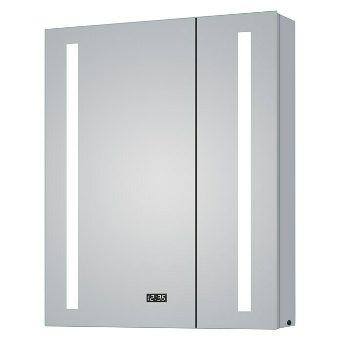 DSK LED-Spiegelschrank Aluminio SunB x H: 60 x 70 cm, Mit Beleuchtung, Aluminium Front View