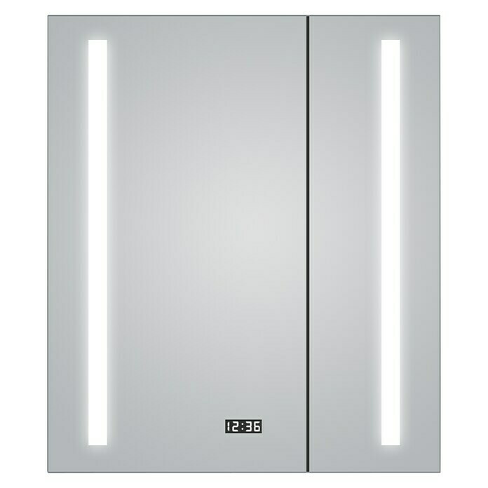 Led-spiegelkast Aluminio Sun (b x h: 60 x 70 cm, Met verlichting, Aluminium)