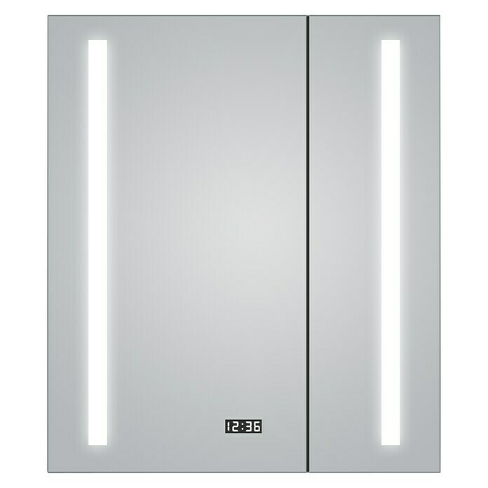 DSK LED-Spiegelschrank Aluminio SunB x H: 60 x 70 cm, Mit Beleuchtung, Aluminium Front View