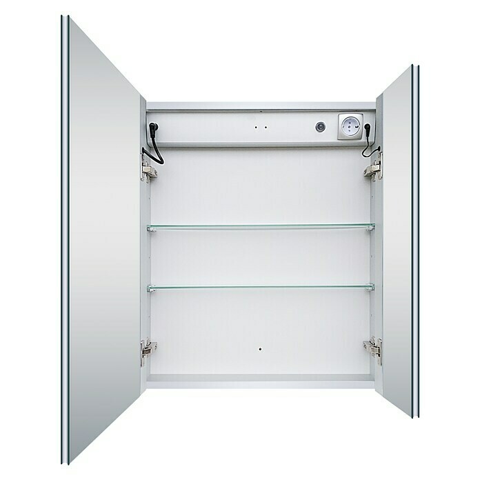 LED-Spiegelschrank Aluminio Sun (B x H: 60 x 70 cm, Mit Beleuchtung, Aluminium)