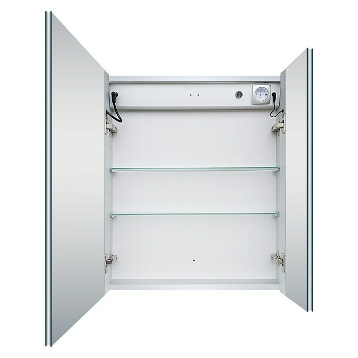 DSK LED-Spiegelschrank Aluminio SunB x H: 60 x 70 cm, Mit Beleuchtung, Aluminium Front View