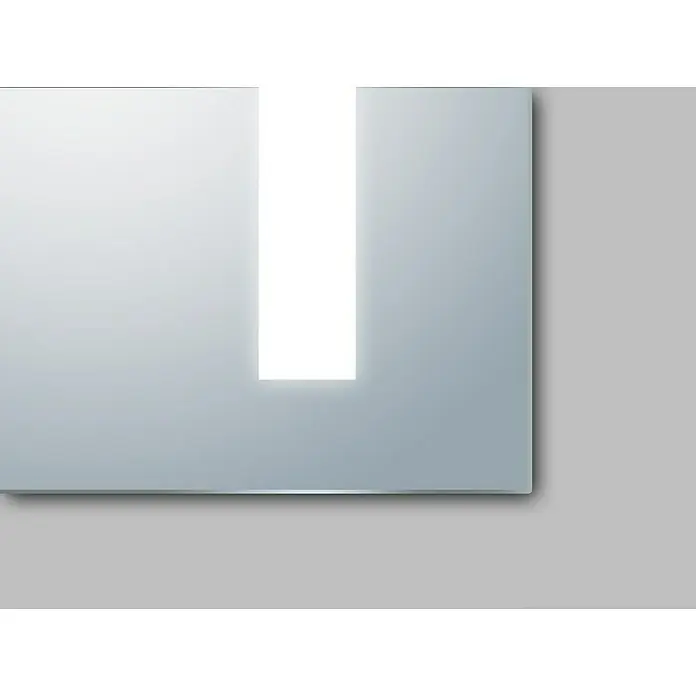 DSK LED-Spiegelschrank Aluminio Sun - B x H: 60 x 70 cm, Aluminium, Silber - Nahaufnahme eines eleganten, rechteckigen Spiegels mit integrierter Beleuchtung, der ein modernes Badezimmerdesign hervorhebt.